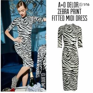 Alice + Olivia Zebra Print Long Sleeve Dress